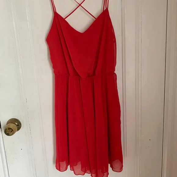 ASOS | Dresses | Asos Red Chiffon Cami Skater Dress | Poshmark